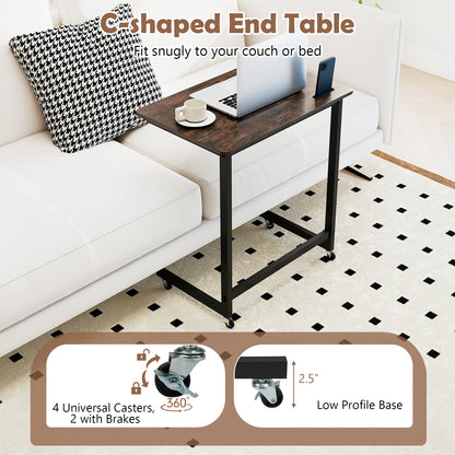C-Shaped End Table With Wheels, Built-In Phone Slot, Rustic Brown End & Side Tables at Gallery Canada
