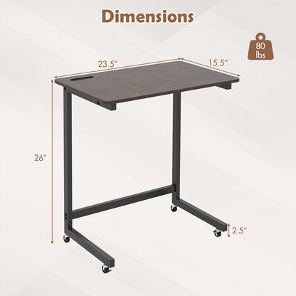 C-Shaped End Table With Wheels, Built-In Phone Slot, Rustic Brown End & Side Tables at Gallery Canada