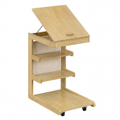 C-Shaped End Table With Wheels, Natural End & Side Tables at Gallery Canada