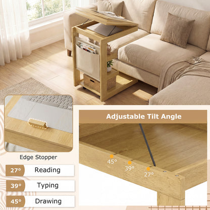 C-Shaped End Table With Wheels, Natural End & Side Tables at Gallery Canada