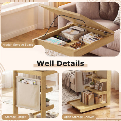 C-Shaped End Table With Wheels, Natural End & Side Tables at Gallery Canada