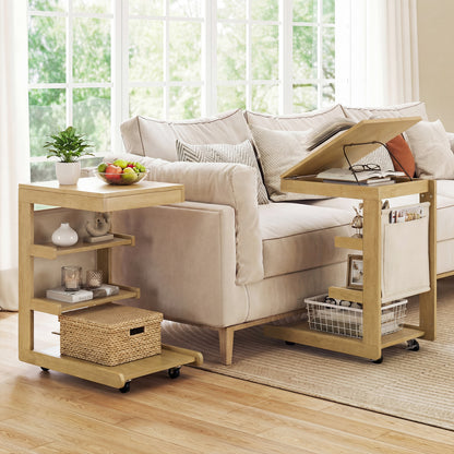 C-Shaped End Table With Wheels, Natural End & Side Tables at Gallery Canada