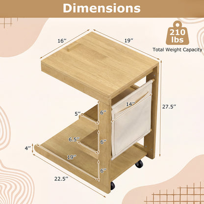 C-Shaped End Table With Wheels, Natural End & Side Tables at Gallery Canada
