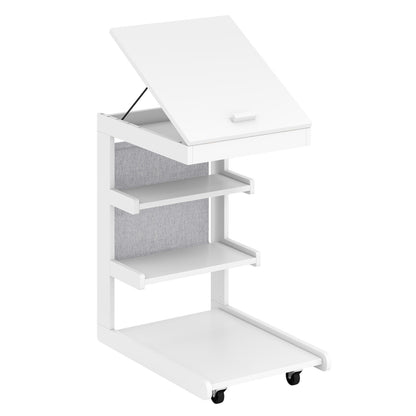 C-Shaped End Table With Wheels, White End & Side Tables White at Gallery Canada