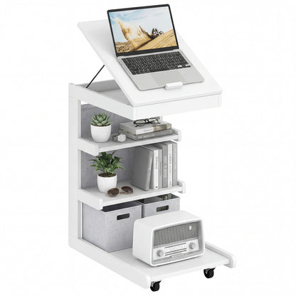 C-Shaped End Table With Wheels, White End & Side Tables at Gallery Canada