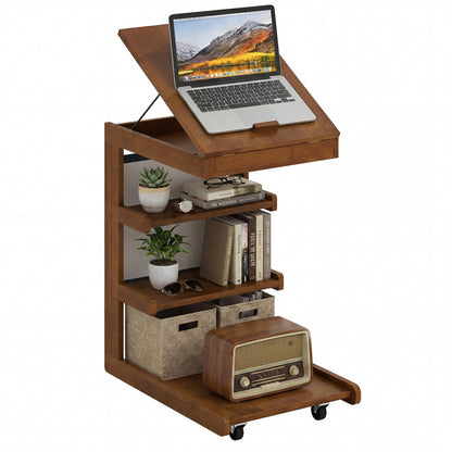 C-Shaped End Table With Wheels, Adjustable Desktop, Brown End & Side Tables at Gallery Canada