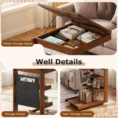 C-Shaped End Table With Wheels, Adjustable Desktop, Brown End & Side Tables at Gallery Canada