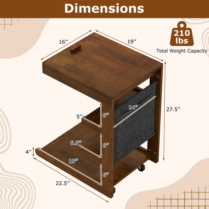 C-Shaped End Table With Wheels, Adjustable Desktop, Brown End & Side Tables at Gallery Canada