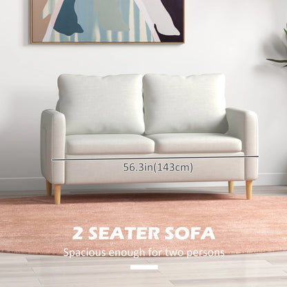 56" 2 Seat Sofa, Modern Love Seat, Upholstered Couch, White 2-Seater Sofas at Gallery Canada