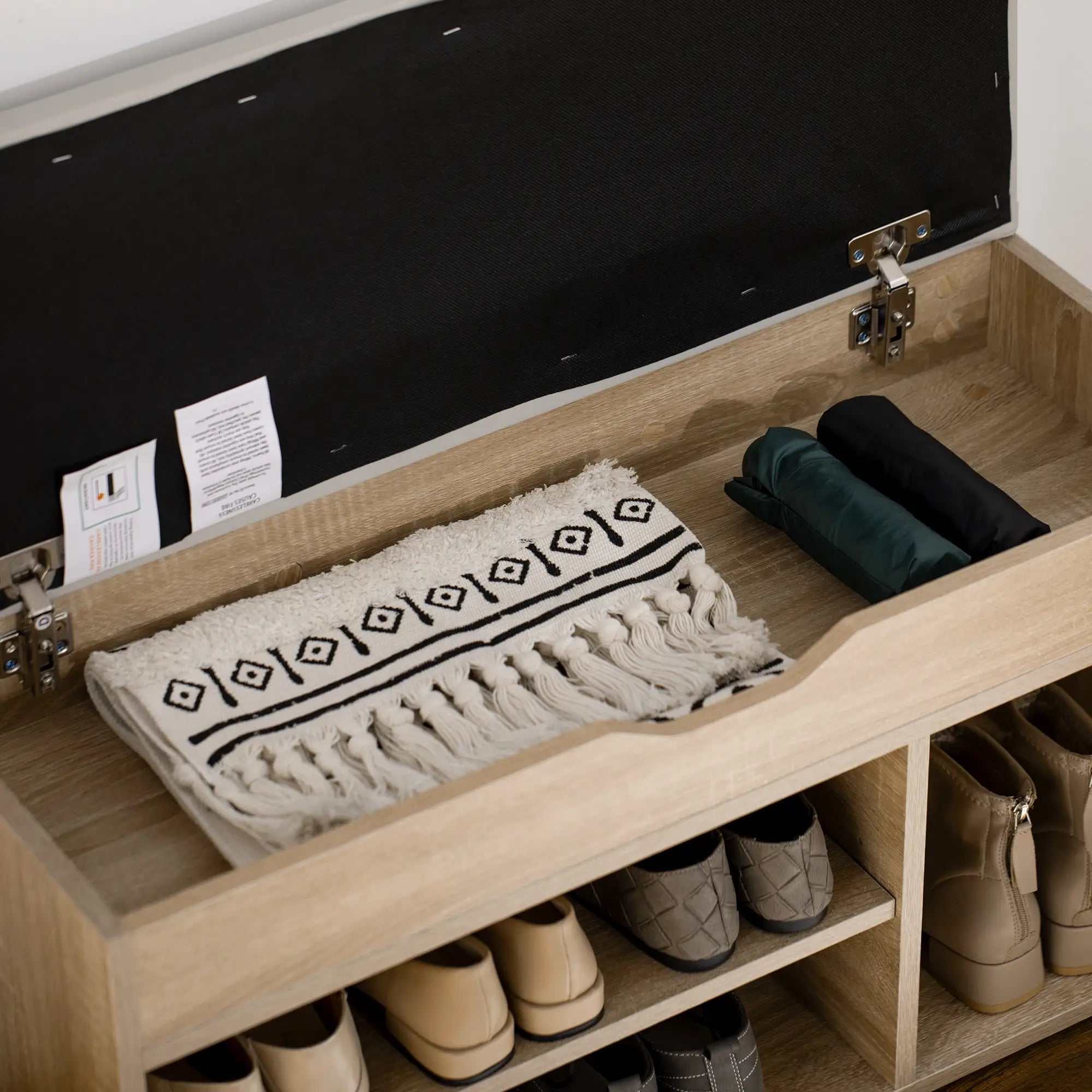 Shoe Bench with Padded Cushion, Hidden Storage, Natural Storage Ottomans & Benches at Gallery Canada