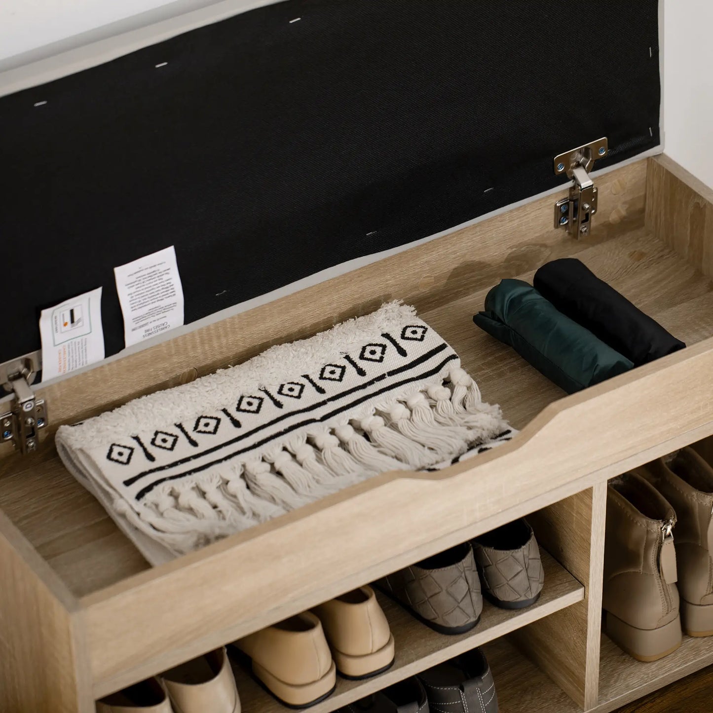 Shoe Bench with Padded Cushion, Hidden Storage, Natural Storage Ottomans & Benches at Gallery Canada