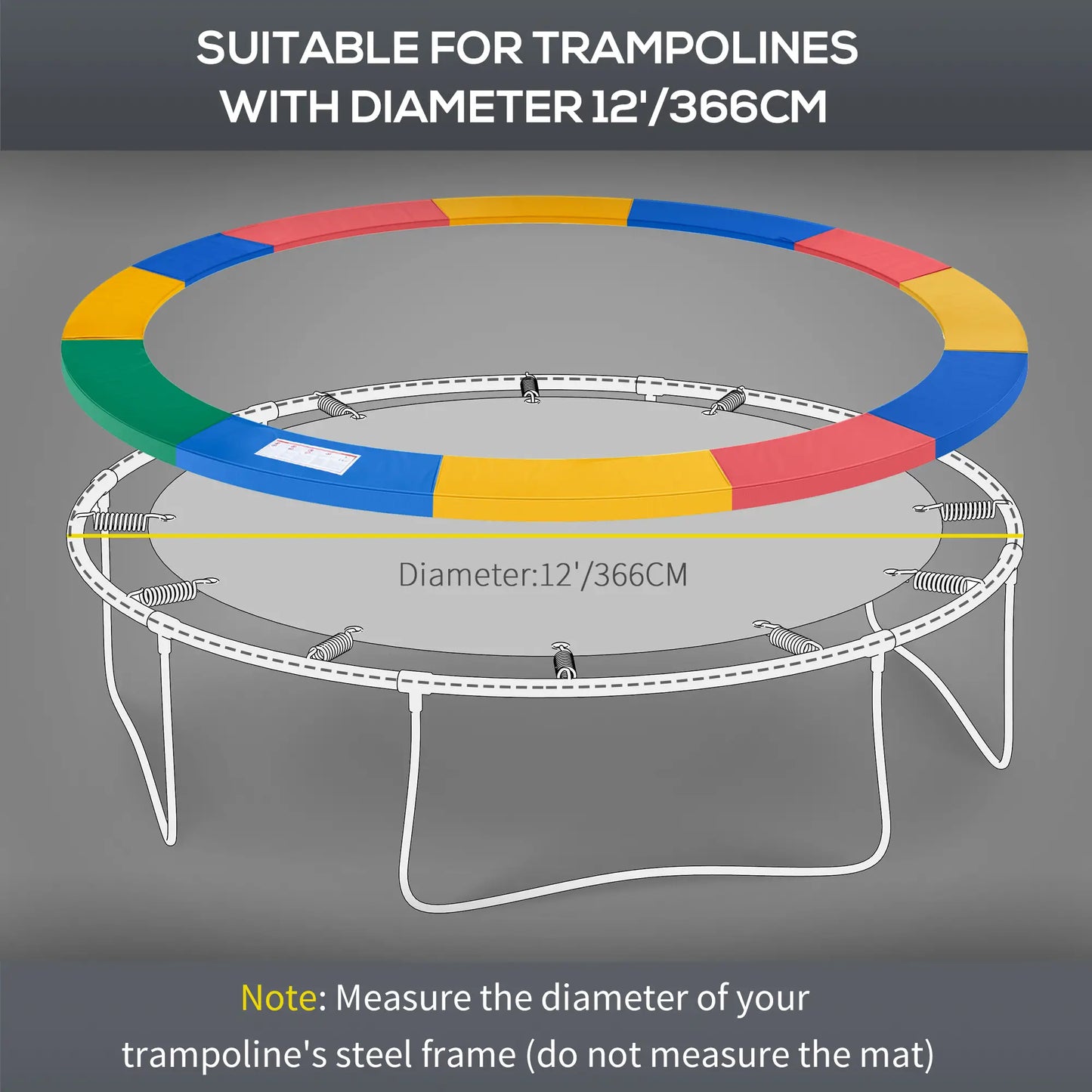 12ft Trampoline Pad, 144 Spring Safety Cover, EPE Foam, Colorful Trampolines at Gallery Canada