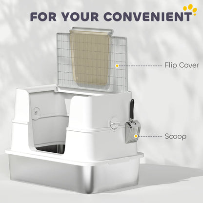 XL Stainless Steel Litter Box With Lid, Extra Large Covered Cat Litter Box Cat Litter Box Enclosures at Gallery Canada