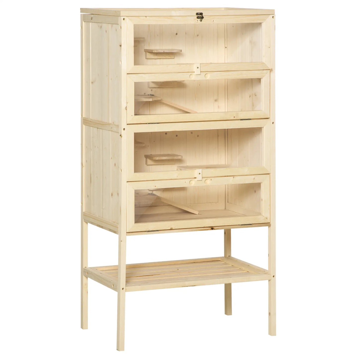 5 Tier Fir Wood Hamster Cage, Small Animals Play House, Exercise Center Hamster Cages Natural at Gallery Canada