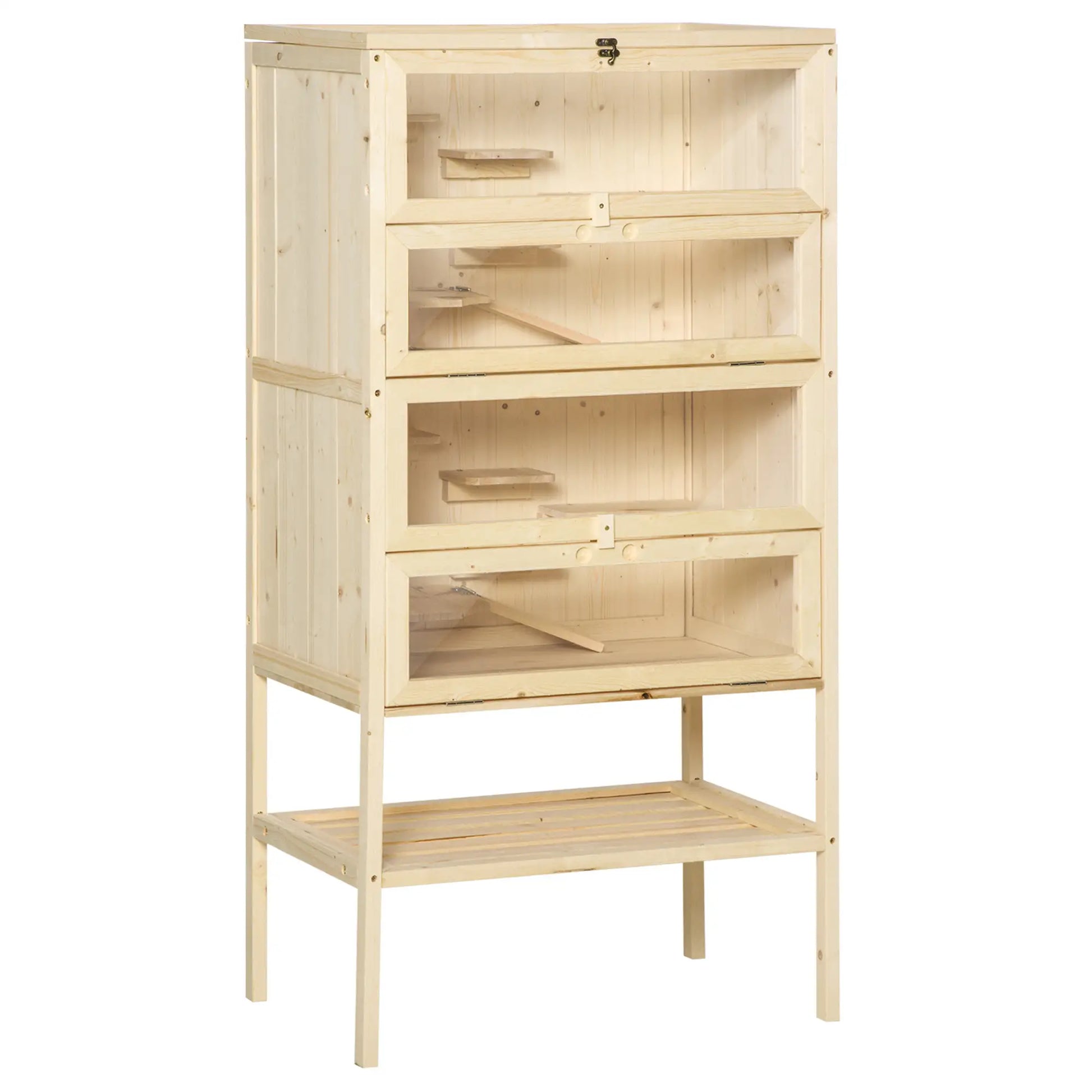 5 Tier Fir Wood Hamster Cage, Small Animals Play House, Exercise Center Hamster Cages Natural at Gallery Canada