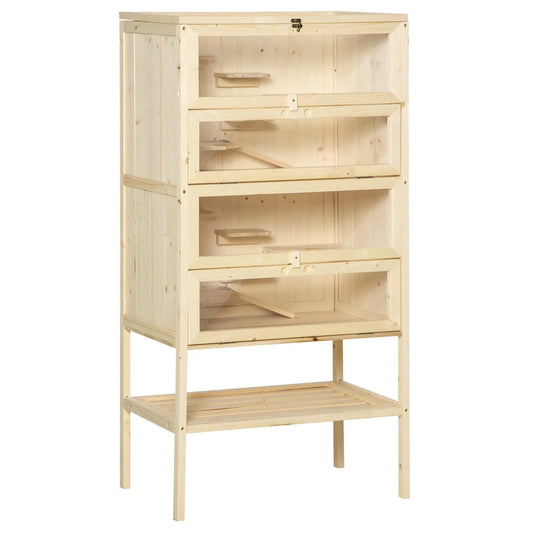 5 Tier Fir Wood Hamster Cage, Small Animals Play House, Exercise Center Hamster Cages Natural at Gallery Canada