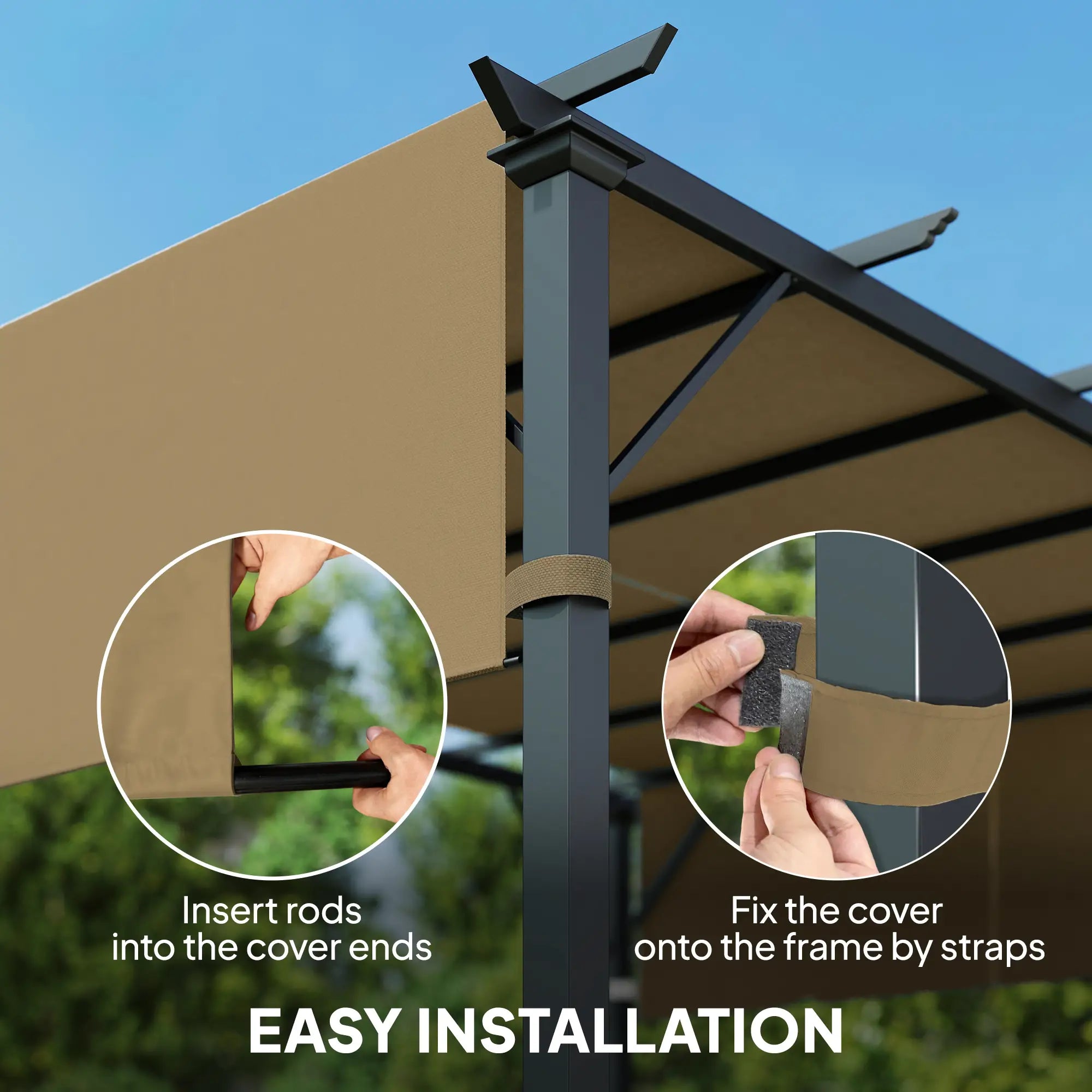 2 Pcs UV Protection Pergola Replacement Canopy, 10' x 10', Sand Gazebo Canopy Replacement at Gallery Canada