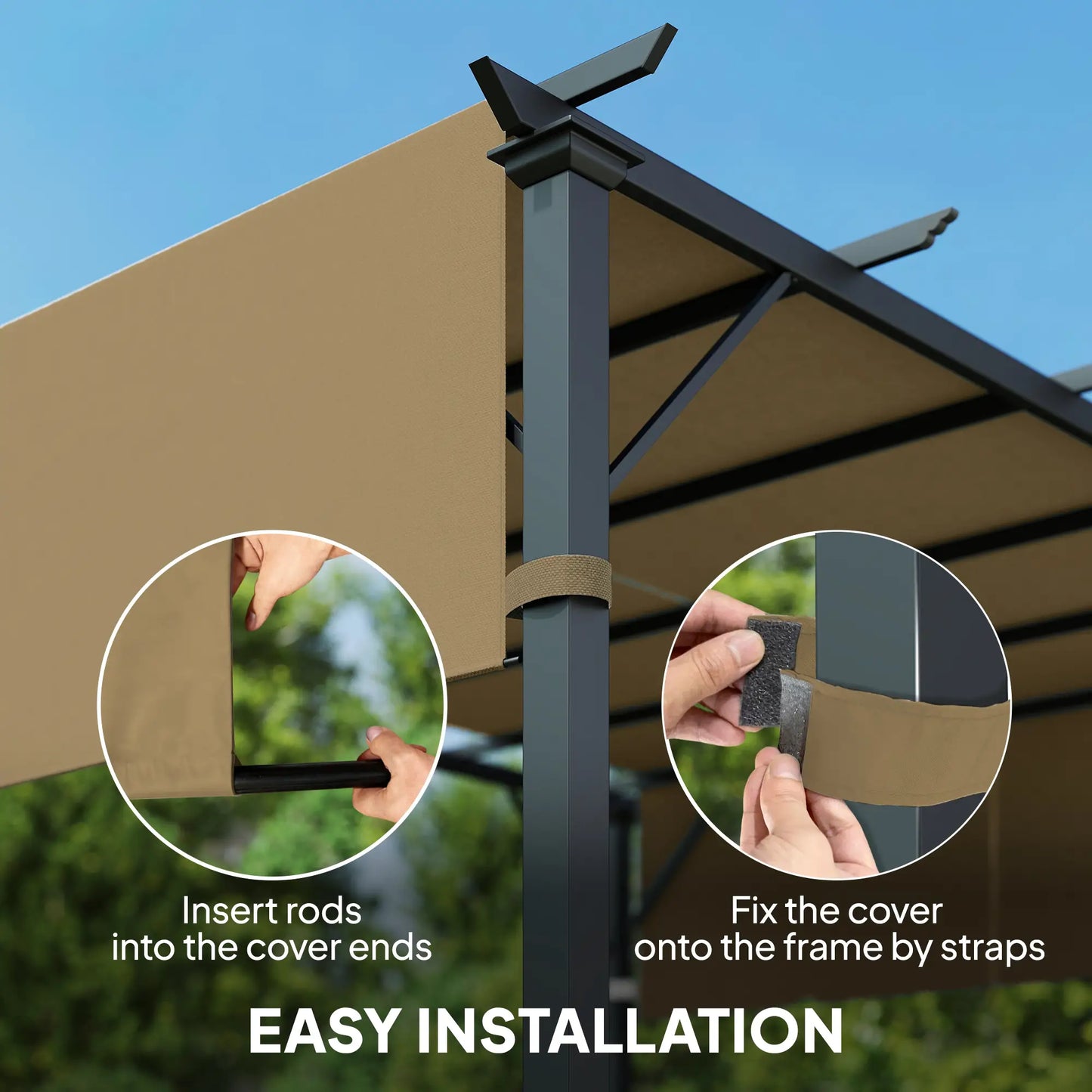 2 Pcs UV Protection Pergola Replacement Canopy, 10' x 10', Sand Gazebo Canopy Replacement at Gallery Canada