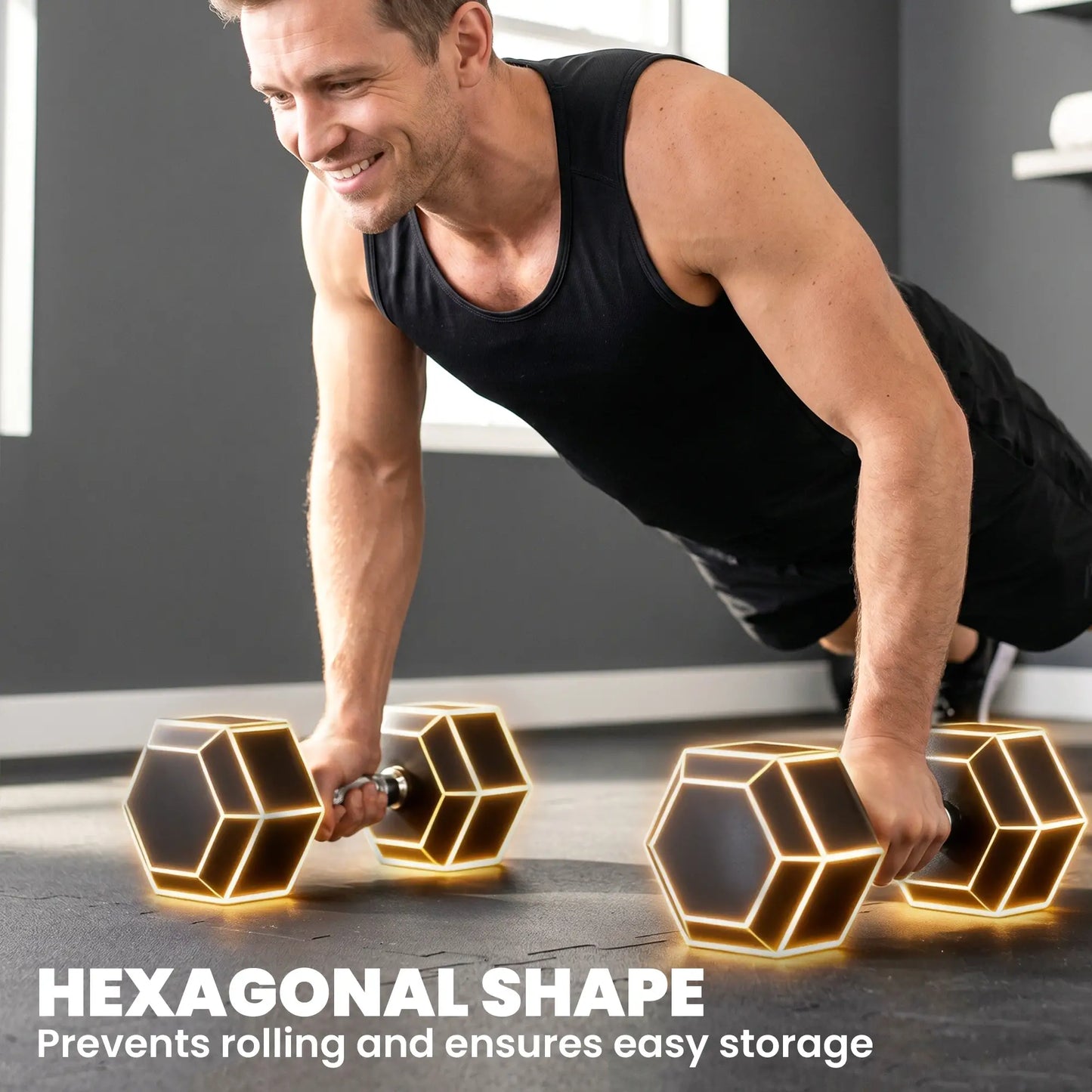 2x40 Lbs Rubber Hex Dumbbell, Weight Barbell for Gym, Black