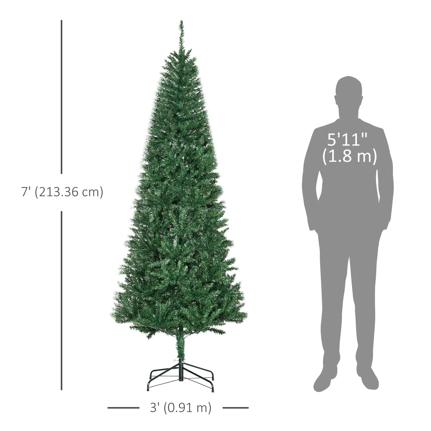 6.9ft Artificial Christmas Tree, Metal Stand, Spruce Tips, Green Artificial Christmas Trees at Gallery Canada
