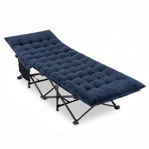 Camping Cot With Padded Mat And Bag, Navy