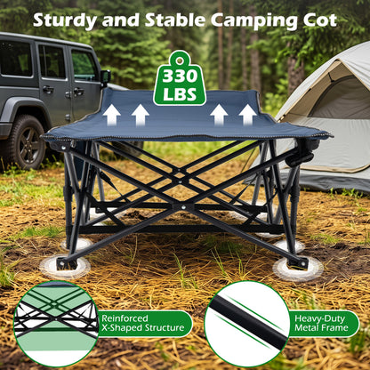 Camping Cot With Padded Mat And Bag, Navy