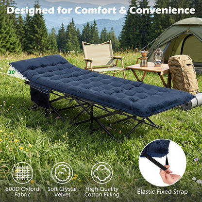 Camping Cot With Padded Mat And Bag, Navy