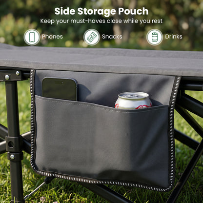 Camping Cot With Padded Pillow, Storage Pouch, Gray