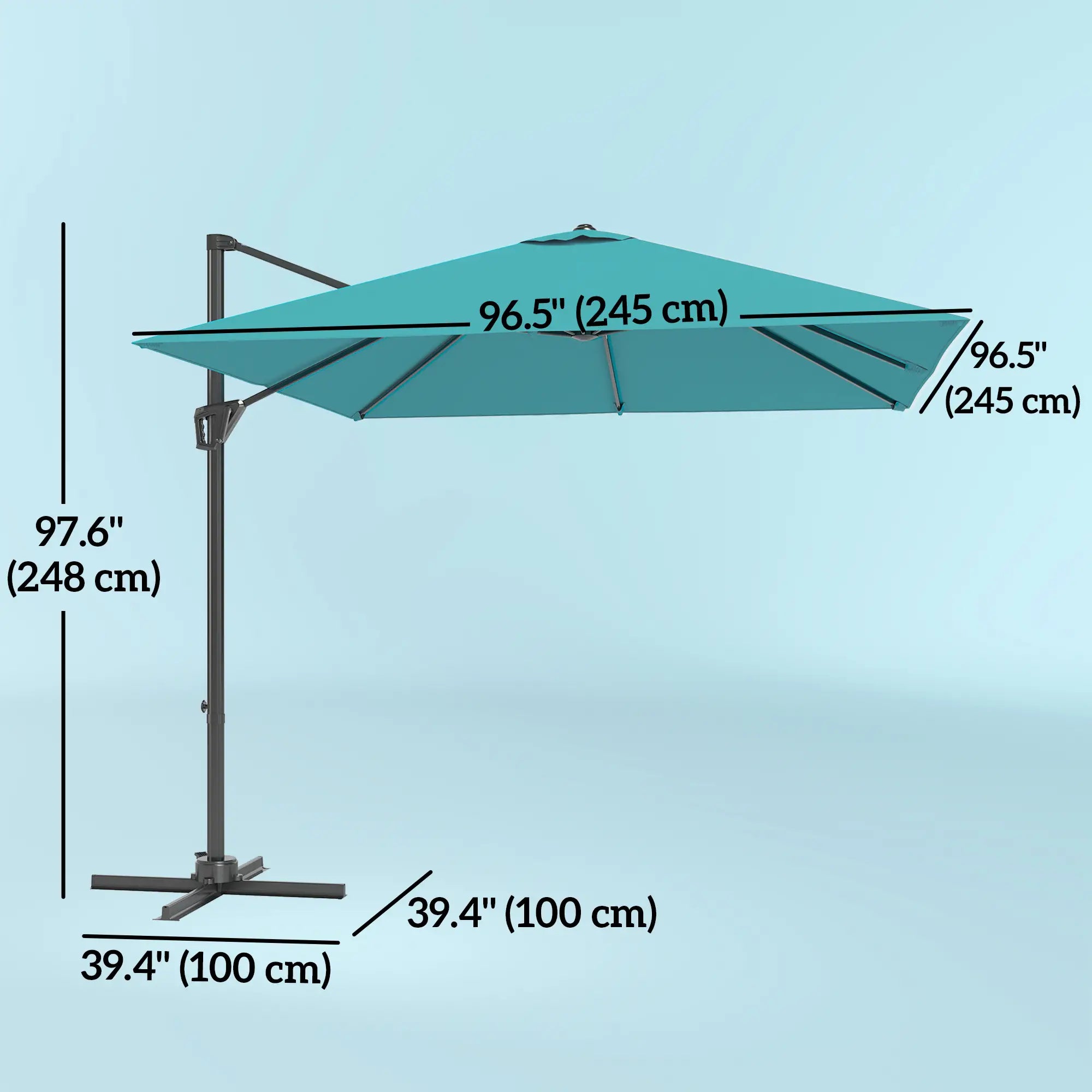 8'x8' Square Patio Hanging Offset Umbrella, Outdoor Cantilever Parasol, Blue Offset Cantilever Umbrellas at Gallery Canada