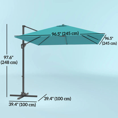 8'x8' Square Patio Hanging Offset Umbrella, Outdoor Cantilever Parasol, Blue Offset Cantilever Umbrellas at Gallery Canada