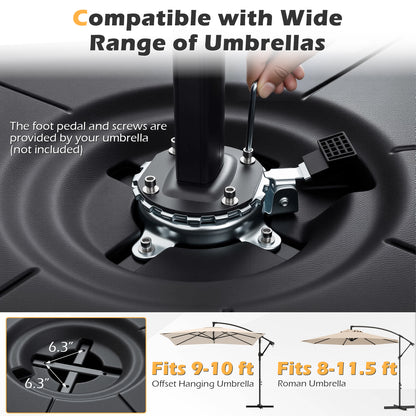 Cantilever Patio Umbrella Base, 220 LBS Water Sand Fillable Weighted Stand, Black Outdoor Umbrella Bases at Gallery Canada