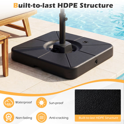 Cantilever Patio Umbrella Base, 220 LBS Water Sand Fillable Weighted Stand, Black Outdoor Umbrella Bases at Gallery Canada