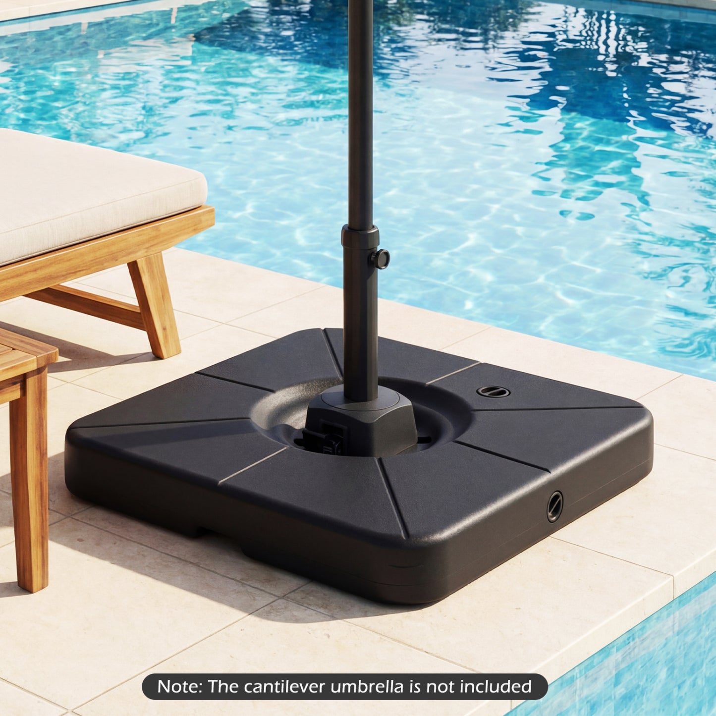 Cantilever Patio Umbrella Base, 220 LBS Water Sand Fillable Weighted Stand, Black Outdoor Umbrella Bases at Gallery Canada