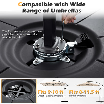 Cantilever Patio Umbrella Base, 220 LBS Water Sand Fillable Weighted Stand, Black Outdoor Umbrella Bases at Gallery Canada