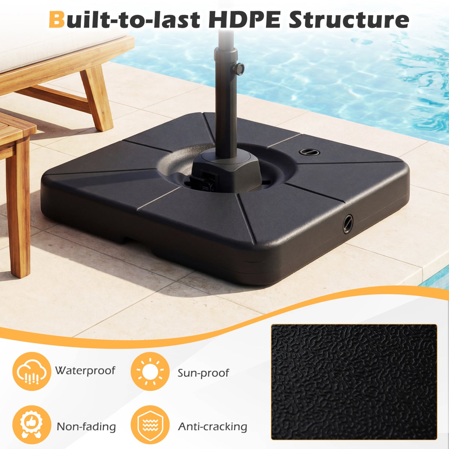 Cantilever Patio Umbrella Base, 220 LBS Water Sand Fillable Weighted Stand, Black Outdoor Umbrella Bases at Gallery Canada