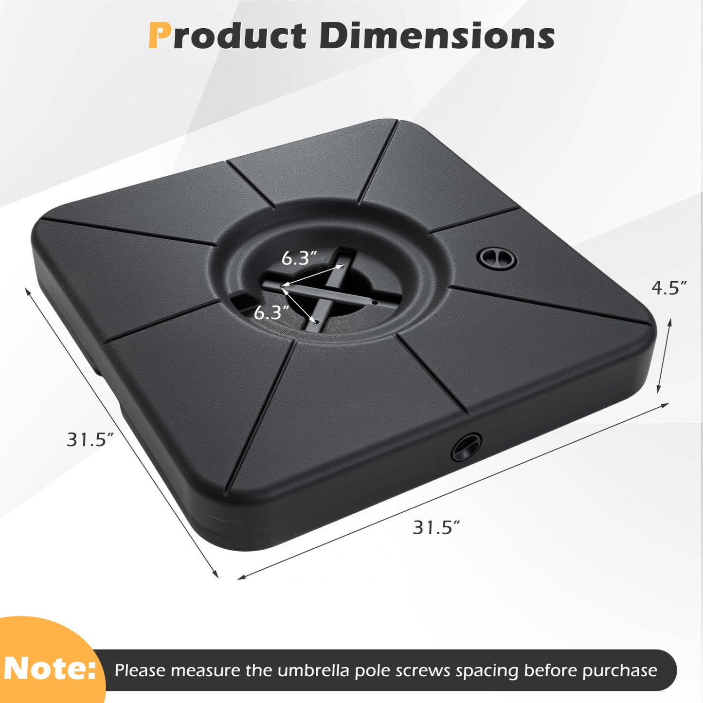Cantilever Patio Umbrella Base, 220 LBS Water Sand Fillable Weighted Stand, Black Outdoor Umbrella Bases at Gallery Canada