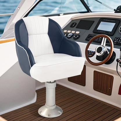 Captain Bucket Seat Pontoon Boat Chair with PVC Leather and Armrests, Blue Water Sports at Gallery Canada