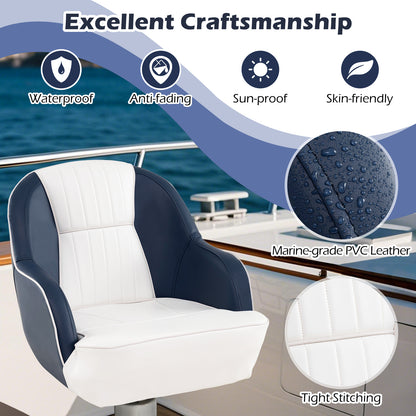 Captain Bucket Seat Pontoon Boat Chair with PVC Leather and Armrests, Blue Water Sports at Gallery Canada