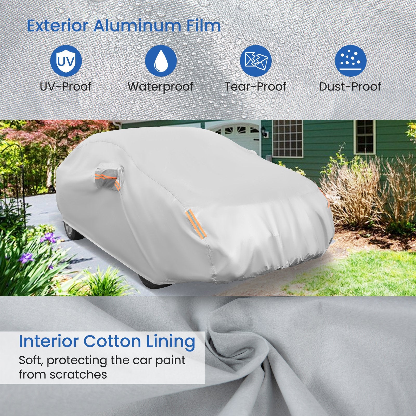 Car Cover for Automobiles 185 Inch Rain Sun UV Protection Universal Fit Sedan Toyota Corolla, Silver Garages at Gallery Canada
