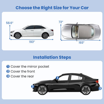 Car Cover for Automobiles 193 Inch Rain Sun UV Protection Universal Fit Sedan Chevrolet Ford Nissan, Silver Garages at Gallery Canada