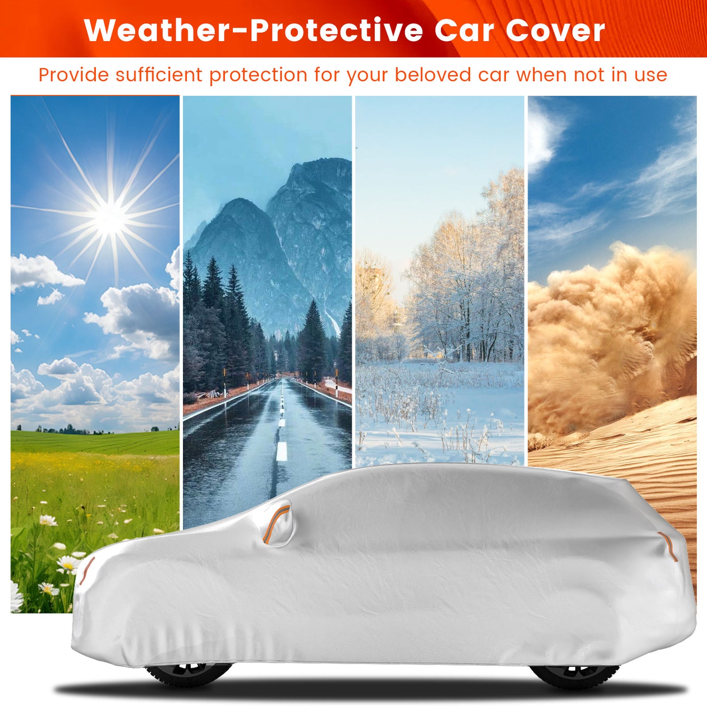 200 Inch Car Cover, Rain Sun UV Protection, Silver Garages at Gallery Canada