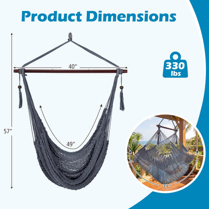 Large Hammock Chair, Metal Spreader Bar, Soft-Spun Rope Woven Swing, Gray Hammocks at Gallery Canada