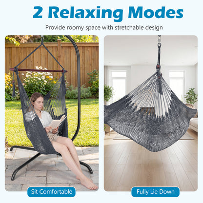 Large Hammock Chair, Metal Spreader Bar, Soft-Spun Rope Woven Swing, Gray Hammocks at Gallery Canada