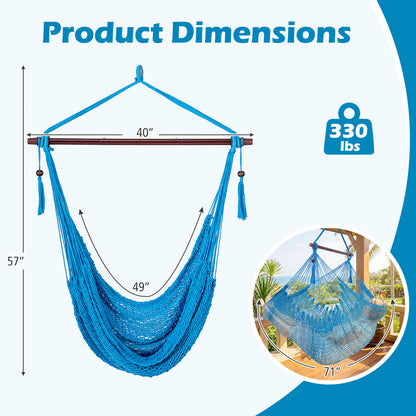 Large Hammock Chair, Metal Spreader Bar, Soft-Spun Rope, Blue Hammocks at Gallery Canada