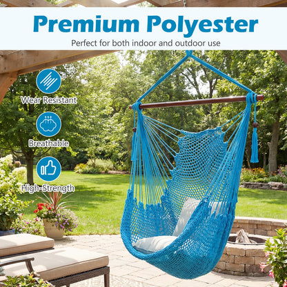 Large Hammock Chair, Metal Spreader Bar, Soft-Spun Rope, Blue Hammocks at Gallery Canada