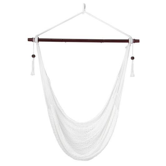 Caribbean Hammock Chair with Metal Spreader Bar Woven Rope Swing, Beige Hammocks Beige at Gallery Canada