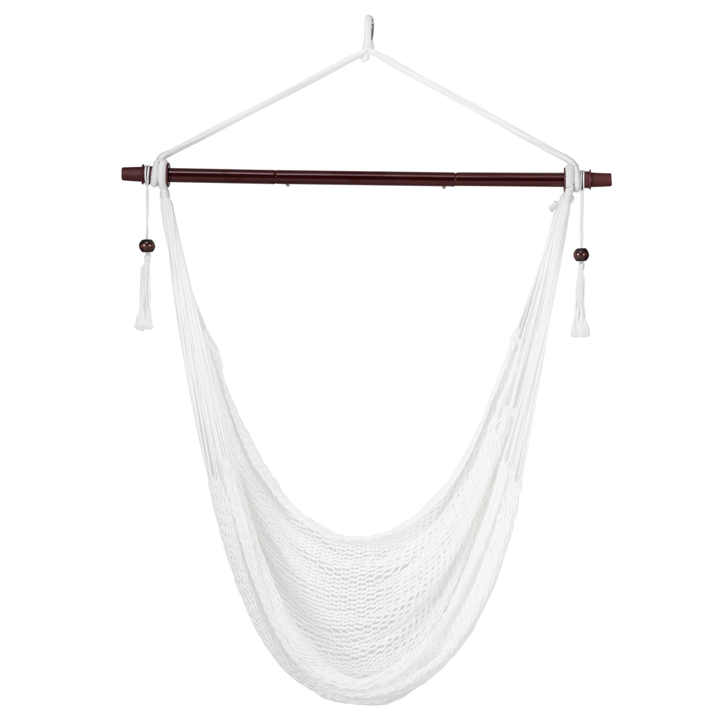 Caribbean Hammock Chair with Metal Spreader Bar Woven Rope Swing, Beige Hammocks at Gallery Canada