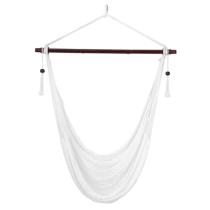 Caribbean Hammock Chair with Metal Spreader Bar Woven Rope Swing, Beige Hammocks at Gallery Canada