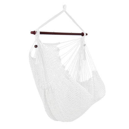 Caribbean Hammock Chair with Metal Spreader Bar Woven Rope Swing, Beige Hammocks at Gallery Canada
