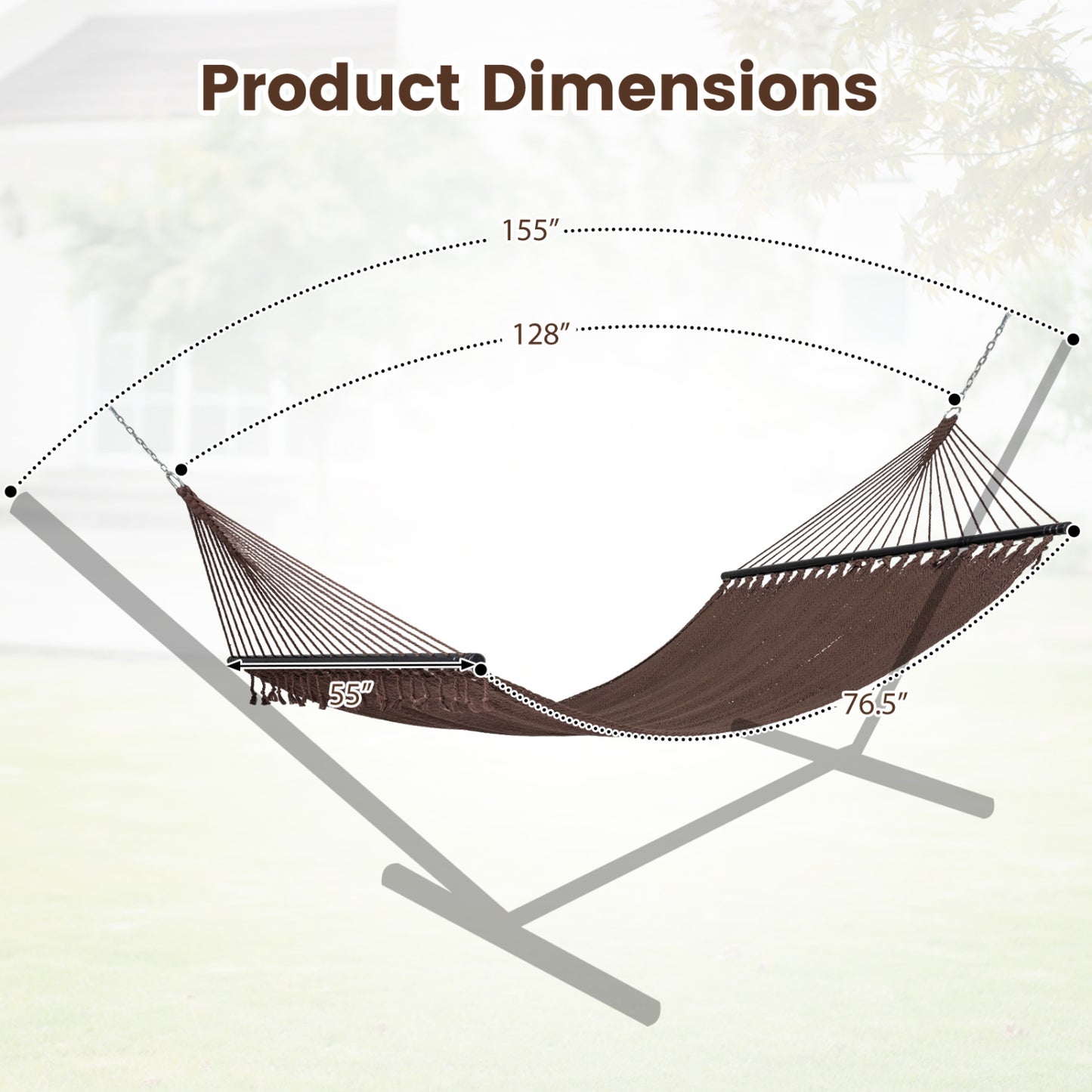 Caribbean Hammock With Spreader Bar, Brown Hammocks at Gallery Canada